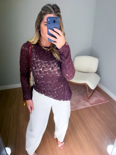 Blusa diana renda (vinho) - Jordanna Galia Store