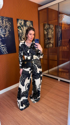 CONJUNTO leopard cetim (off white/preto) - comprar online
