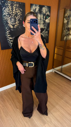 Kimono betina oversize tricot modal susan zheng (preto) - loja online