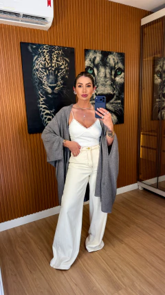 Kimono betina oversize tricot modal susan zheng (cinza) - loja online