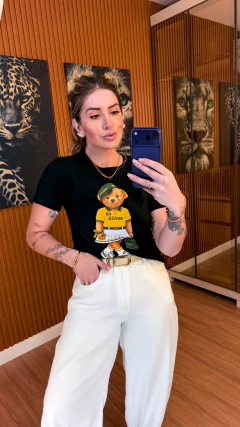T shirt brasil ursinha champions (preta) - Jordanna Galia Store