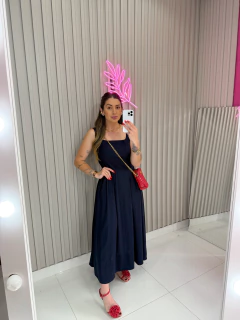 vestido antonella linho (azul marinho) - comprar online