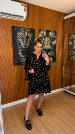 Vestido louise alongado viscolynho (preto floral) - loja online
