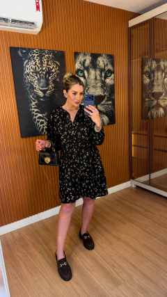 Imagem do Vestido louise alongado viscolynho (preto floral)