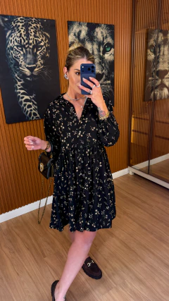 Vestido louise alongado viscolynho (preto floral) na internet