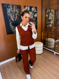 CONJUNTO TRIO FELICIA TRICOT MODAL (terracota) - loja online