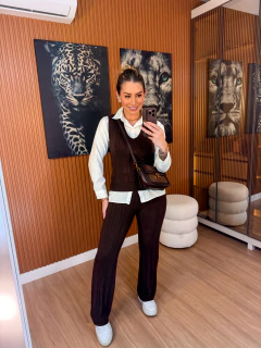CONJUNTO TRIO FELICIA TRICOT MODAL (marrom)