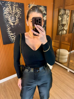 BLUSA modeladora manga longa poliamida (preta)