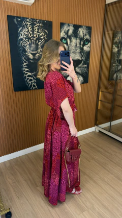 Imagem do Vestido Clara com manga viscolynho (animal print pink)