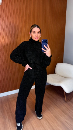 CONJUNTO bottin TRICOT mousse (preto)