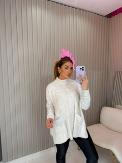 Poncho Deborah tricot fio (off white) - comprar online
