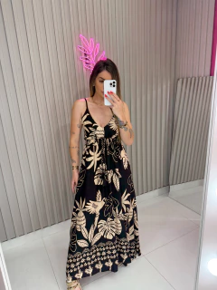 Imagem do Vestido Thabatta tricoline (preto/cru)