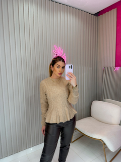 Blusa Peplum tricot fio (cru) - loja online