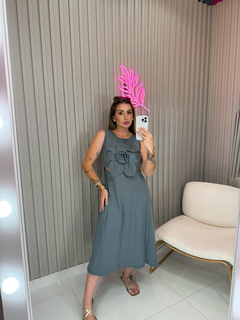 VESTIDO Flower floren vazado algodão (cinza chumbo) - comprar online