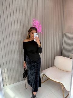 SAIA evase veludo animal print (cinza chumbo)