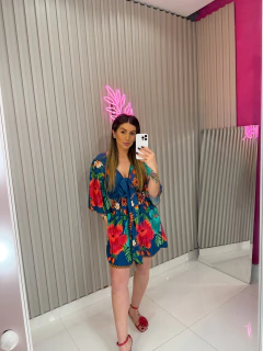 Macaquinho selina viscolynho (azul estampado ) - Jordanna Galia Store