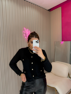 Casaco Antonella tricot fio angorá (preto)