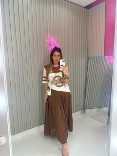 T -shirt maxi over california (off white e rosa) - loja online