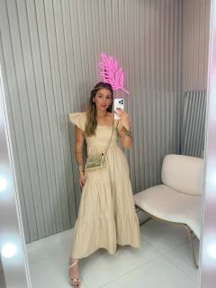 Vestido Betina tricoline (areia) na internet