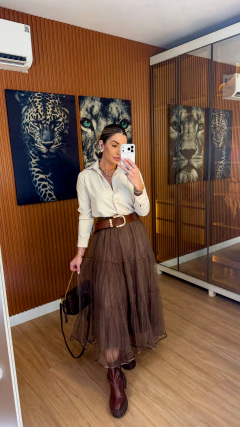 SAIA Jack midi tule (marrom chocolate) - Jordanna Galia Store