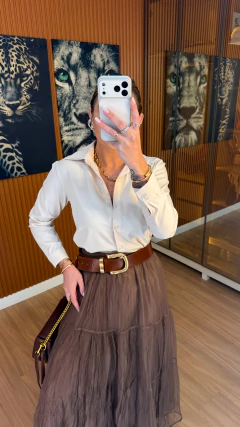 Camisa básic colors crepe (areia) - loja online