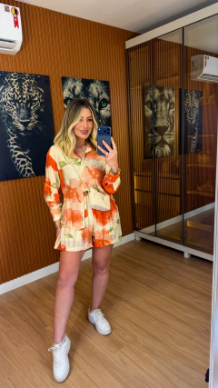 CONJUNTO flowers camisa +short poliviscose (LARANJA) - comprar online