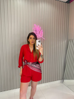 Imagem do CONJUNTO Roberta camisa e short viscolynho (vermelho)