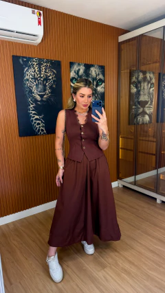 SAIA bem gode midi gabardine (marrom) - Jordanna Galia Store