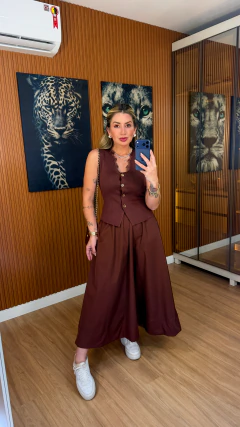SAIA bem gode midi gabardine (marrom) - loja online