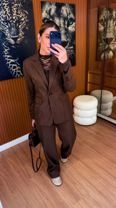 Conjunto Manuella alfaiataria oxford (marrom) - Jordanna Galia Store