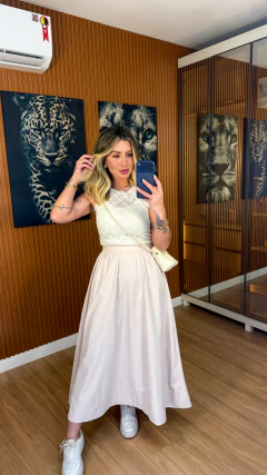 SAIA bem gode midi gabardine (rosa bebe)