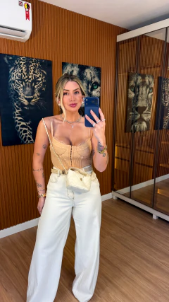 Imagem do Corselet lovat renda com barbatanas (nude)