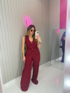 CONJUNTO Alice calça linho (cereja)