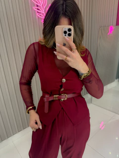 CONJUNTO Alice calça linho (cereja)