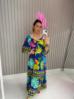 Imagem do Vestido andy midi viscolynho (estampa e azul) )