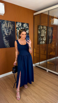 Vestido bruna moletinho (azul marinho) - comprar online