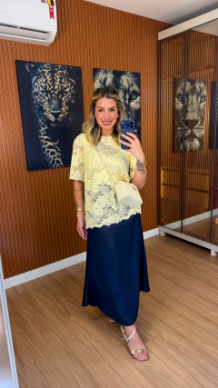 Maxi t shirt every renda (amarelo manteiga) - comprar online