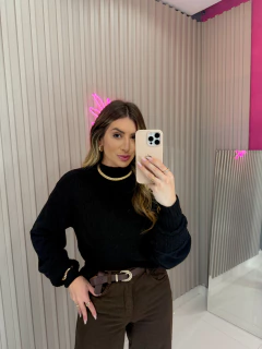 Cropped bia maxi tricot mousse (preto) na internet