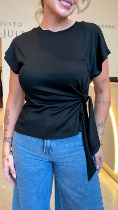 Blusa demy com amarração viscolycra (preta) - comprar online
