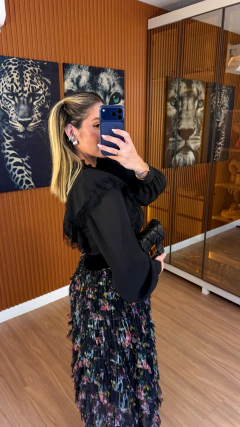 Camisa barth boho oversize crepe (preto) na internet