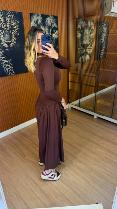 vestido capri manga longa poliamida (marrom) na internet