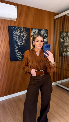Camisa barth boho oversize crepe (marrom) na internet