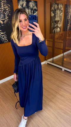 Imagem do vestido capri manga longa poliamida (azul marinho)