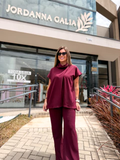 Conjunto Carolina crepe anarruga (cereja) - Jordanna Galia Store