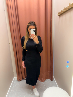 Vestido Versi midi tricot modal (preto) - Jordanna Galia Store