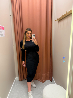 Vestido Versi midi tricot modal (preto) - loja online