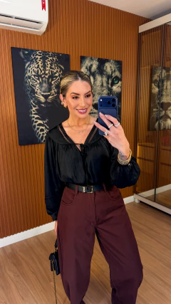Camisa bali boho oversize crepe (preta) - Jordanna Galia Store