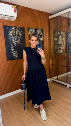 Vestido maria moletinho (azul marinho) na internet