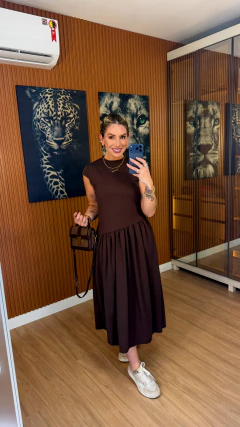 Vestido maria moletinho (marrom) - loja online