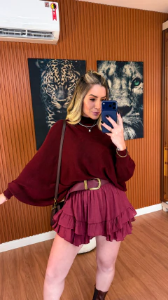Short saia carlota viscolynho (vinho) - loja online